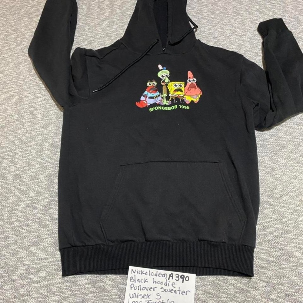 Nickelodeon black hoodie pullover sweater unisex S logo front/ back. SKU-A390